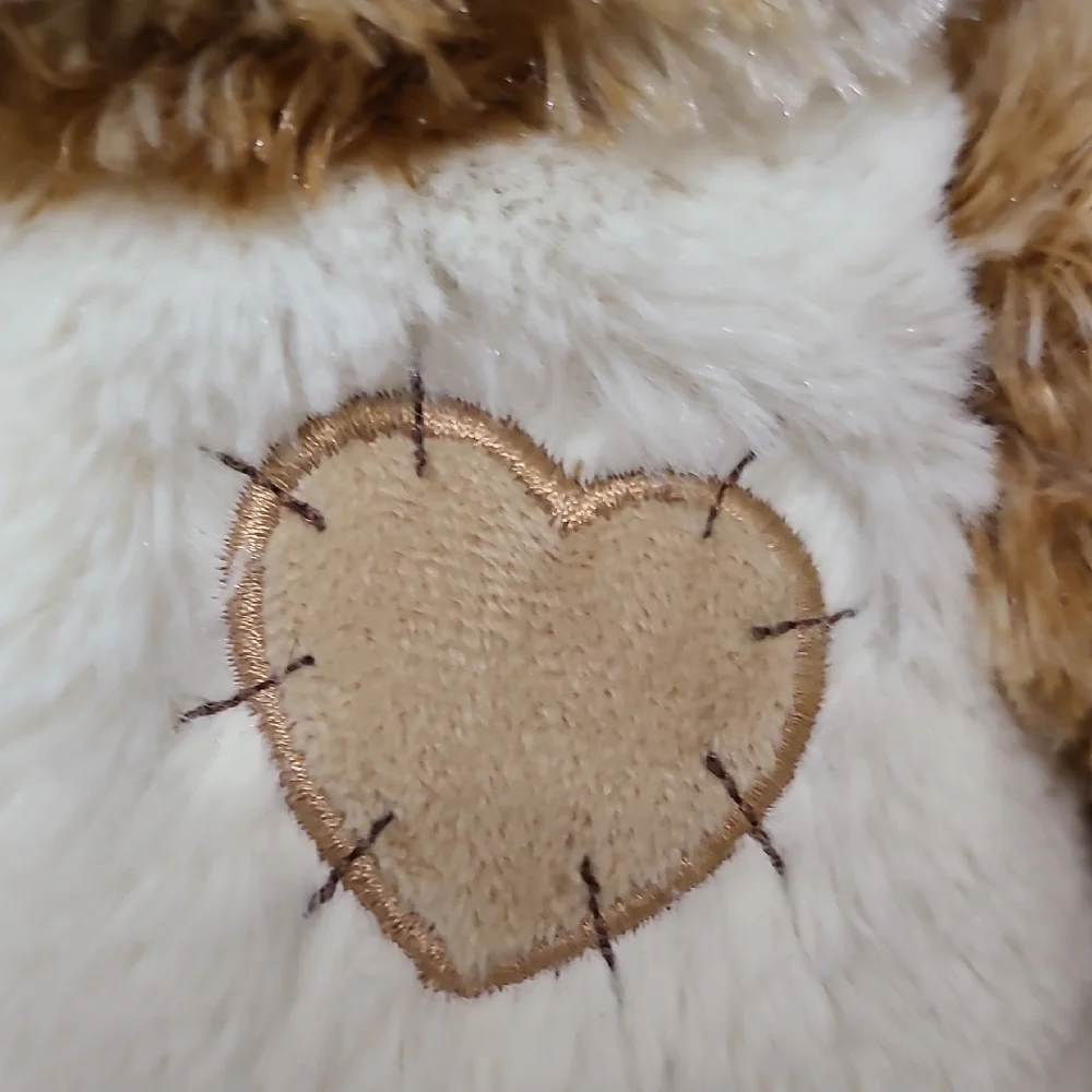 Build a Bear Calico Heart Patch Adorable Brown and Cream Teddy Bear Plush